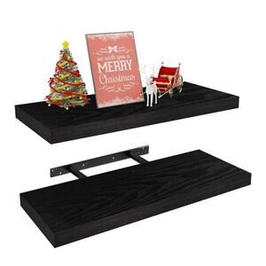 Floating Shelves, Set of 2 x 17 Inches Black Wall Shelves, Decor Wall Mounted